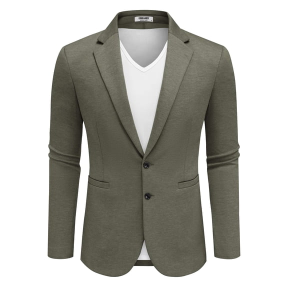 COOFANDY Men's Lightweight Two Button Knit Blazer - Casual Sport Coats Suit Jacket