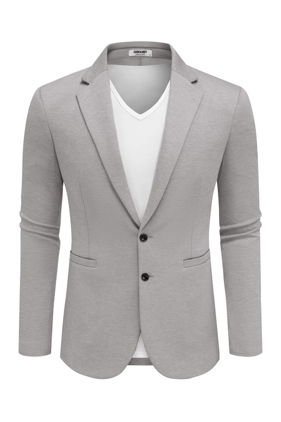 Men's Lightweight Two Button Knit Blazer - Casual Sport Coats Suit Jacket