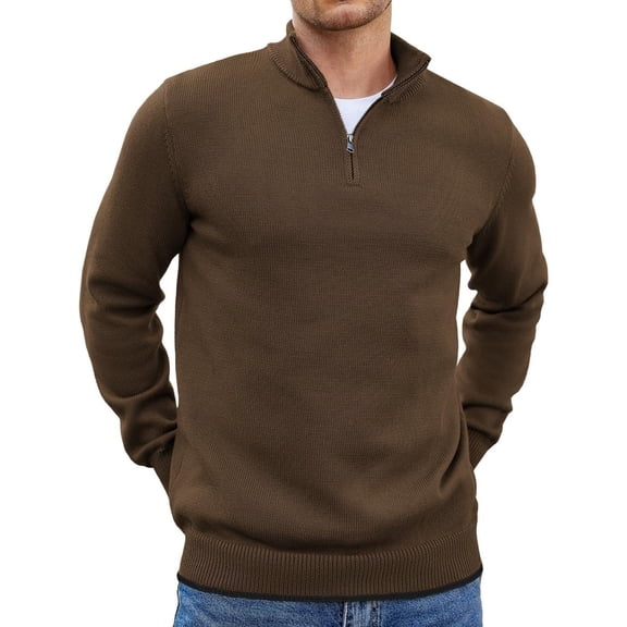 COOFANDY Men's 1/4 Zip Pullover Long Sleeve Slim Fit Mock Neck Pullover Sweaters