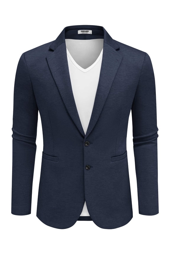 Men's Lightweight Two Button Knit Blazer - Casual Sport Coats Suit Jacket