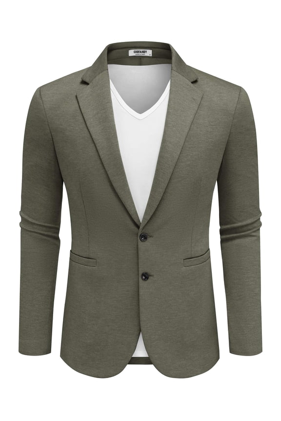 Men's Lightweight Two Button Knit Blazer - Casual Sport Coats Suit Jacket