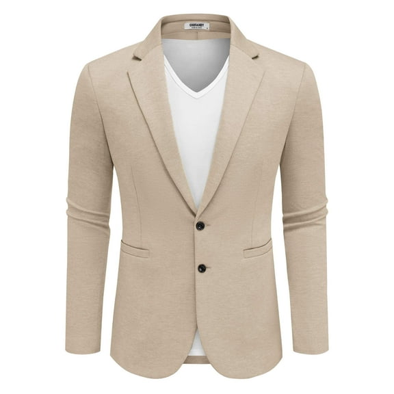 COOFANDY Men's Lightweight Two Button Knit Blazer - Casual Sport Coats Suit Jacket