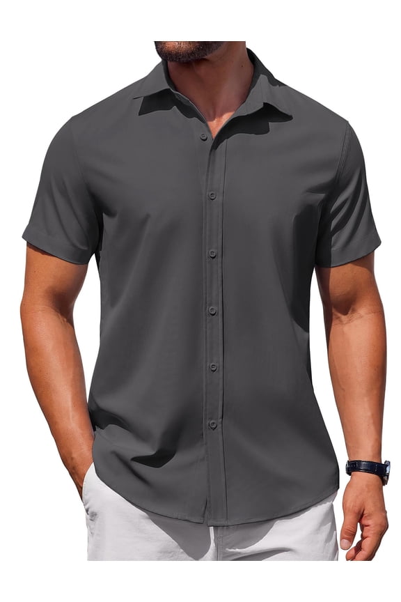 Men's Button Down Shirt Short Sleeve Casual Shirt for Men Summer Business Casual Dress Shirt