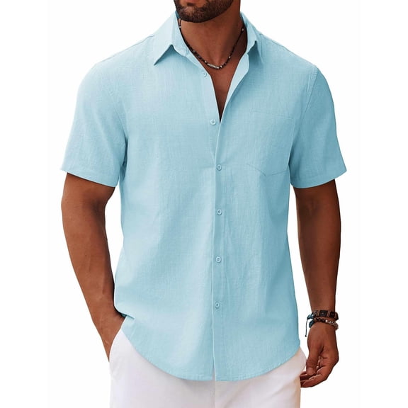 COOFANDY Men's Button Down Shirt Short Sleeve Casual Stylish No Tuck Shirt for Men