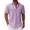 thumbnail image 1 of COOFANDY Men's Button Down Shirt Short Sleeve Casual Stylish No Tuck Shirt for Men, 1 of 6