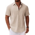 thumbnail image 1 of COOFANDY Men's Button Down Shirt Short Sleeve Casual Stylish No Tuck Shirt for Men, 1 of 6