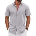 thumbnail image 1 of COOFANDY Men's Button Down Shirt Short Sleeve Casual Summer Beach Cotton Linen Wedding Shirts, 1 of 6