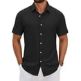 thumbnail image 1 of COOFANDY Men’s Button Down Shirt Short Sleeve Lightweight Casual Summer Beach Shirt Textured Linen Shirts, 1 of 7