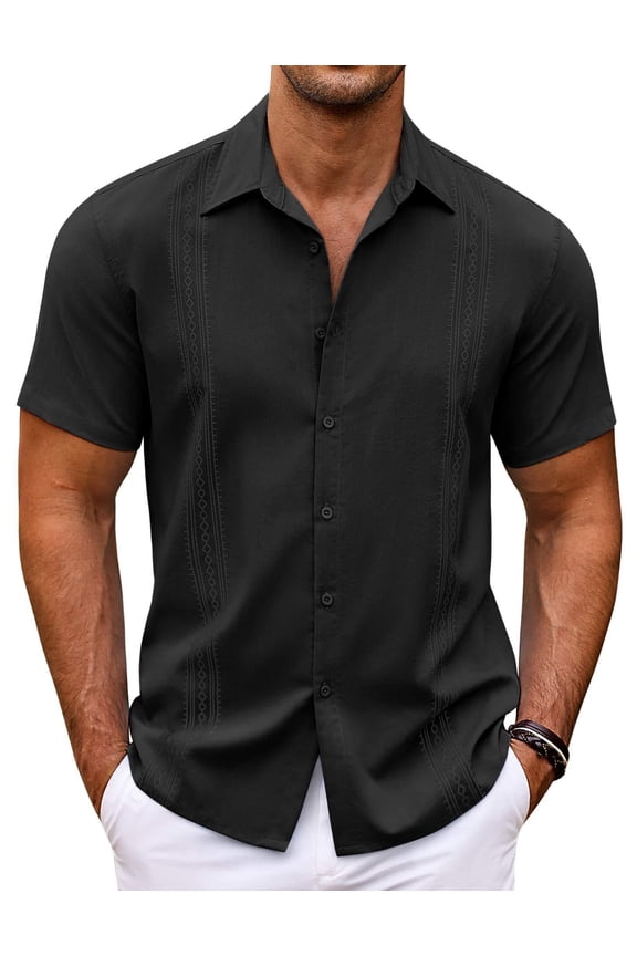 Mens Short Sleeve Shirts Button Down Tops Beach Spread Collar Summer Blouses