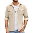 thumbnail image 1 of COOFANDY Men's Button Down Waffle Shirt Jacket Casual Long Sleeve Shacket Lightweight Overshirts with Flap Pockets, 1 of 6
