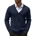 thumbnail image 1 of COOFANDY Men's Cardigan Sweater Cable Knit V Neck Button up Sweaters Ribbed Cardigan Sweater with Pockets Navy Blue M, 1 of 4