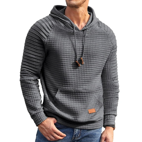 COOFANDY Men's Knit Hoodie Pullover Hipster Pleated Long Sleeve Drawstring Hooded Sweatshirt with Kanga Pocket