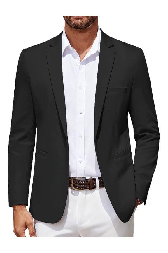 Men's Casual Blazer Lightweight Sport Coat One Button Suit Jacket