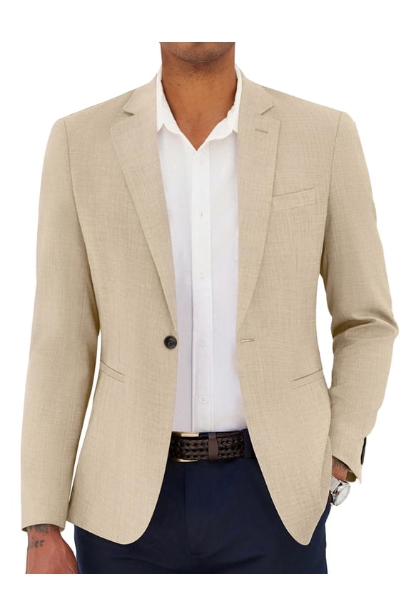 Men Linen Cotton Sport Coats Casual Blazer Dress Formal Jacket Lightweight Blazer Slim Fit Suit Jacket