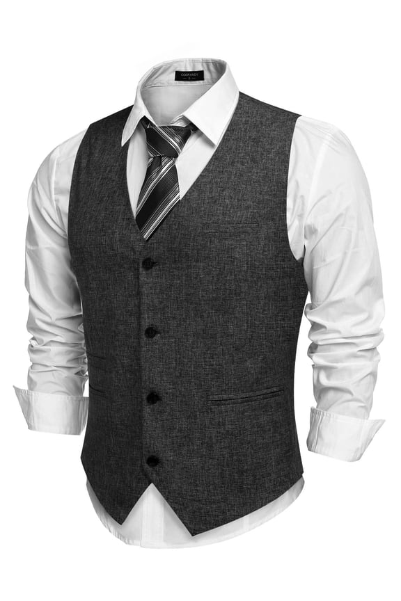 Men's Casual Business Vests Lightweight Waistcoat Slim Fit Suit Vest