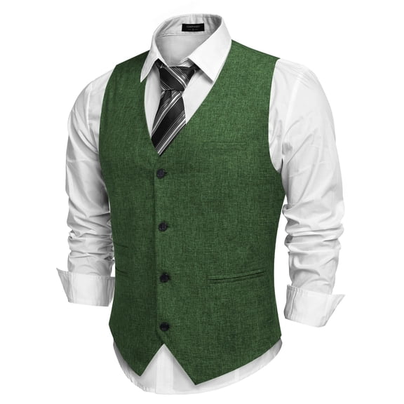 COOFANDY Men's Formal Waistcoat Regular Fit Business Dress Vest 4 Button