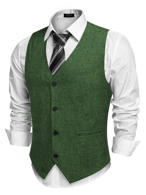 Men's Formal Waistcoat Regular Fit Business Dress Vest 4 Button
