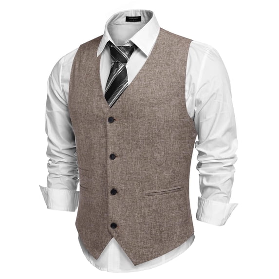 COOFANDY Men's Formal Waistcoat Regular Fit Business Dress Vest 6 Button