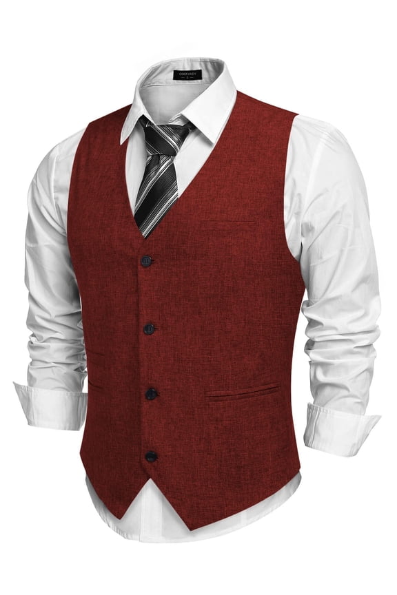 Men's Casual Business Vests Lightweight Waistcoat Slim Fit Suit Vest