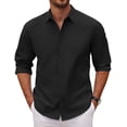 thumbnail image 1 of COOFANDY Mens Dress Shirt Long Sleeve Casual Button Up Slim Fit Dress Shirts Lightweight Camp Collar Shirt, 1 of 9