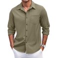 thumbnail image 1 of COOFANDY Men's Casual Button Down Shirts Long Sleeve Untucked Shirts Regular Fit Linen Shirt, 1 of 6