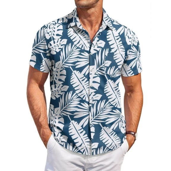 COOFANDY Mens Summer Shirt Short Sleeve Button Down Shirts Regular Fit Vacation Beach Clothes