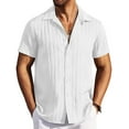 thumbnail image 1 of COOFANDY Summer Beach Shirt for Men Casual Button Down Short Sleeve Shirt Textured Wedding Shirts, 1 of 7