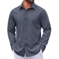 thumbnail image 1 of COOFANDY Men's Casual Button Up Shirts Long Sleeve Untucked Regular Fit Denim Dress Shirt, 1 of 6