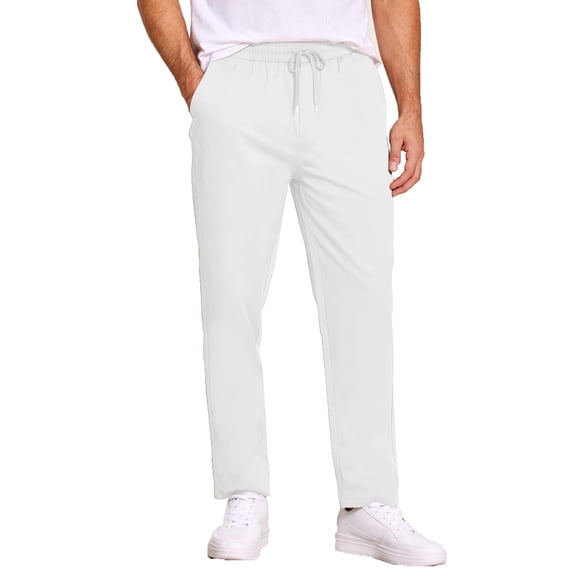 COOFANDY Men's Casual Cotton Pants Regular Fit Flat Front Expandable Waist Chino Slack Trousers