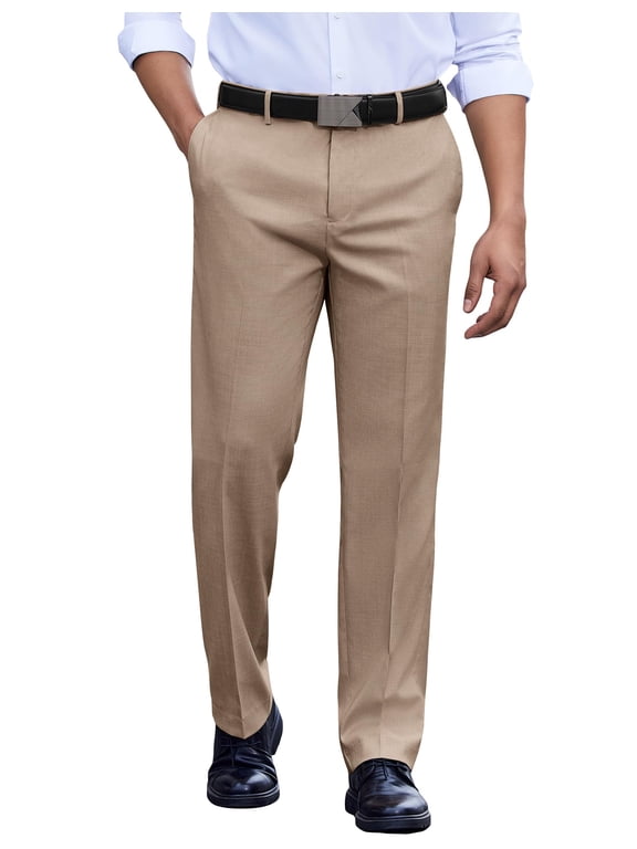 Men's Casual Dress Pants Classic Fit Flat Front Slacks Fashion Lightweight Suit Pants