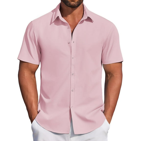 COOFANDY Men's Casual Dress Shirts Button Up Short Sleeve Shirt Wrinkle Free No Tuck Stretch Shirts