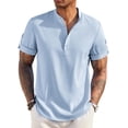 thumbnail image 1 of COOFANDY Men's Casual Henley Shirt Short Sleeve Band Collar Linen Shirt Summer Beach Hippie T-Shirts, 1 of 7