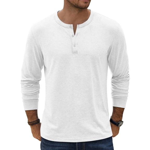 COOFANDY Men's Casual Henley Shirt Soft Stretch Long Sleeve T-Shirt Lightweight Henley Pullover Basic Solid Plain Tshirt