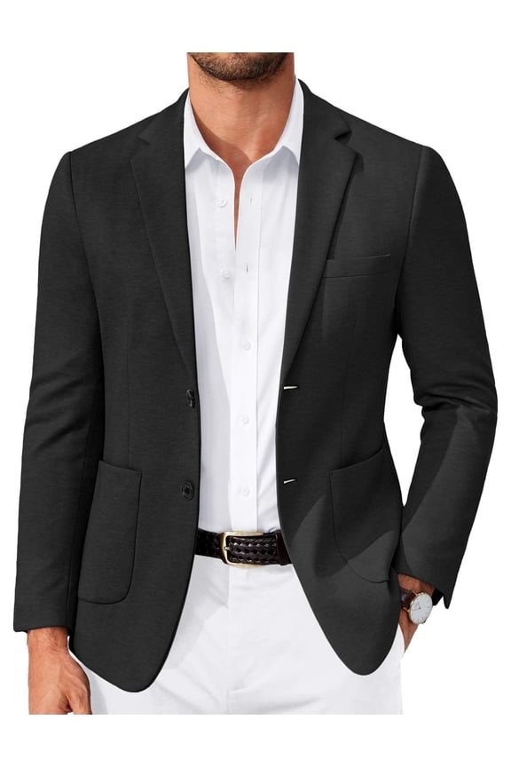 Mens Blazer Jacket Casual Two Button Sport Coat Lightweight Stretch Knit Blazers