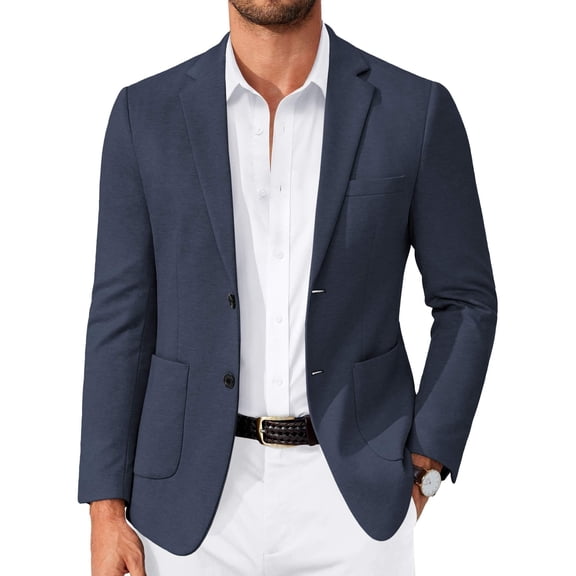 COOFANDY Mens Blazer Slim Fit Casual Suit Jacket Two Button Lightweight Knit Sport Coats