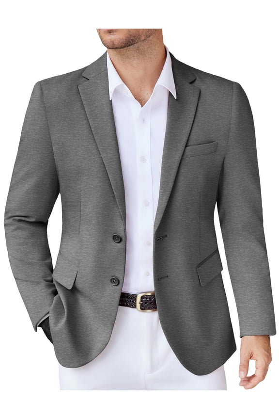 Men's Casual Knit Blazer Suit Jackets Two Button Lightweight Stretch Sport Coat