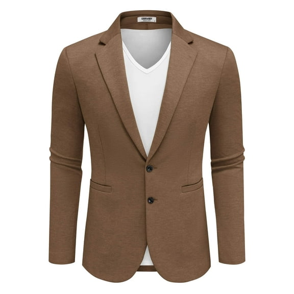 COOFANDY Men's Lightweight Two Button Knit Blazer - Casual Sport Coats Suit Jacket