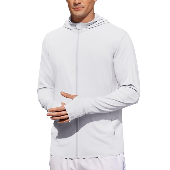 COOFANDY Men's Casual Light Jacket UPF 50+ Hooded Zip-Up Sun Shirt Breathable for Travel Fishing