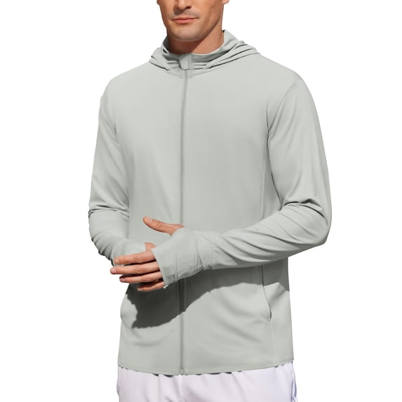 COOFANDY Men's Casual Light Jacket UPF 50+ Hooded Zip-Up Sun Shirt Breathable for Travel Fishing