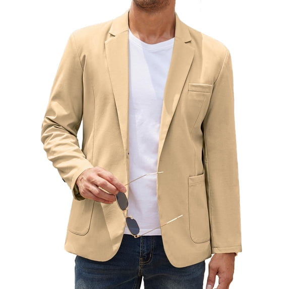 COOFANDY Men's Casual Linen Blazer Lightweight Regular Fit One Button Sport Coat Wedding Suit Jacket