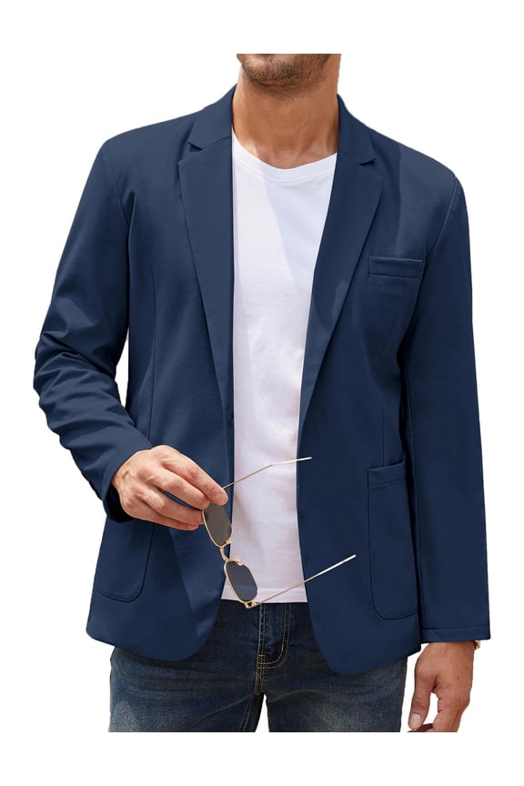 Men's Casual Linen Blazer Lightweight Regular Fit One Button Sport Coat Wedding Suit Jacket