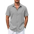 thumbnail image 1 of COOFANDY Men's Casual Linen Button Down Shirt Short Sleeve Beach Summer Wedding Shirt, 1 of 6