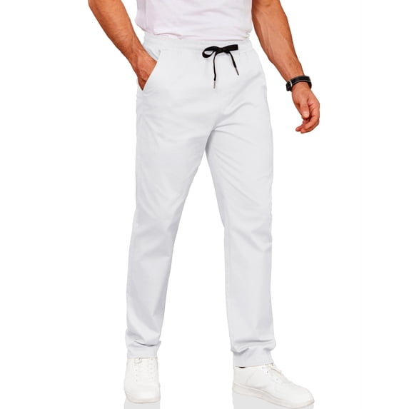 COOFANDY Men's Casual Pants Cotton Twill Drawstring Elastic Waist Chino Dress Pants Loose Fit All