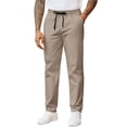thumbnail image 1 of COOFANDY Men's Casual Pants Drawstring Elastic Waist Chino Pants Straight Leg Slacks Cotton Twill Trousers with Pockets, 1 of 6