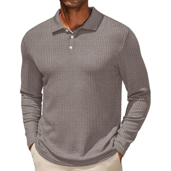 COOFANDY Men's Casual Polo Shirts Long Sleeve Textured Knit Tee Shirt Wrok Tshirts