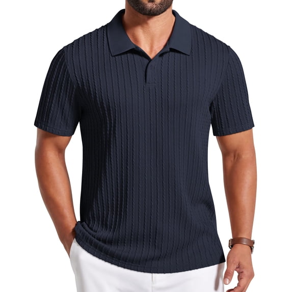 COOFANDY Men's Casual Polo Shirts Old Money Short Sleeve Casual Button Polo T-Shirt Summer Collared Golf Shirt