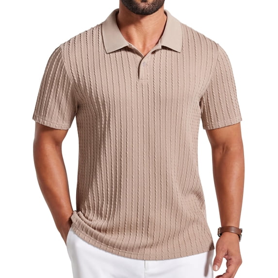 COOFANDY Men's Casual Polo Shirts Old Money Short Sleeve Casual Button Polo T-Shirt Summer Collared Golf Shirt