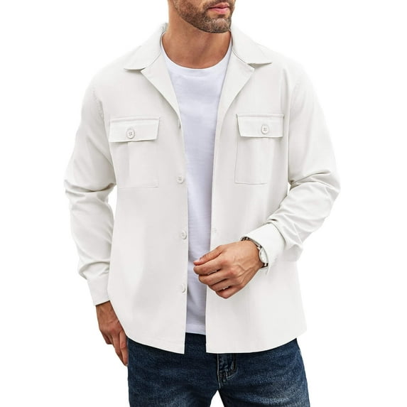 COOFANDY Men's Casual Shirt Jacket Long Sleeve Button Down Overshirt Lightweight Shacket with Pockets