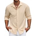 thumbnail image 1 of COOFANDY Men's Casual Shirt Long Sleeve Casual Button Down Shirt for Men Summer Beach Wedding Shirt Khaki XXXL, 1 of 4