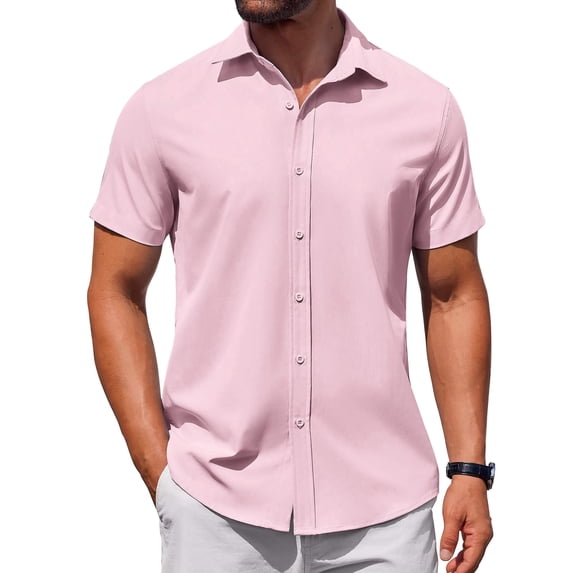 COOFANDY Men's Casual Shirt Short Sleeve Button Up Slim Fit Shirt for Male